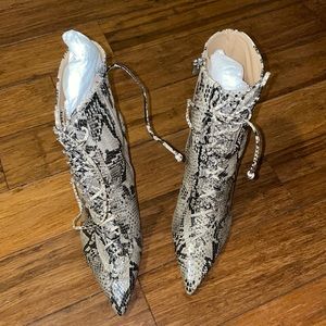 Snake print booties